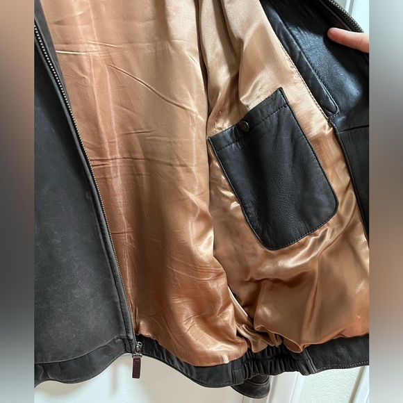 Andrew Marc New York Mens Leather Jacket Brown Bomber Full Zip XL Butter Soft - Picture 6 of 11